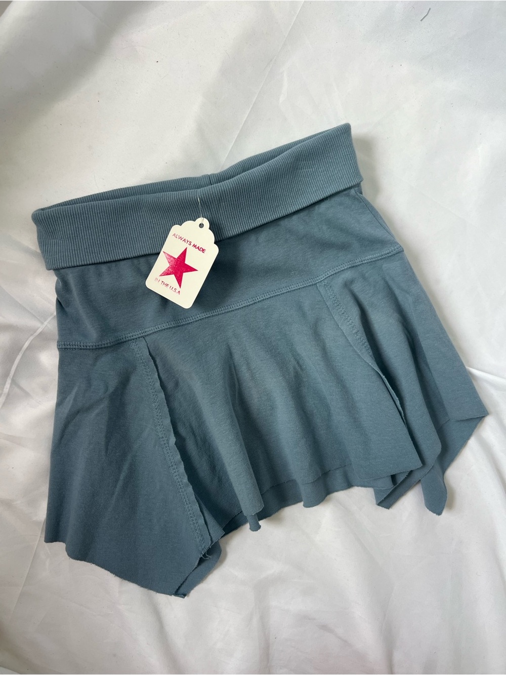NWT Girls HARD TAIL Blue* Fold-over 95% Combed Cotton Asymmetrical Mini Skirt